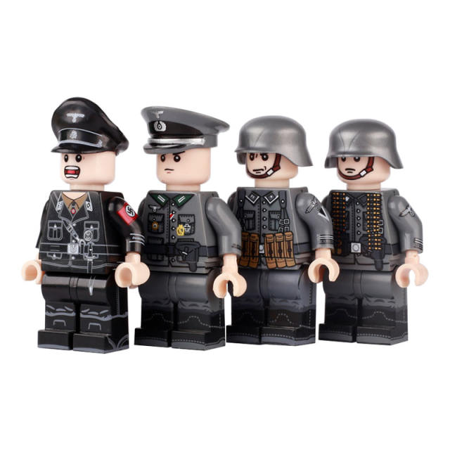 WW2 Germany Military Soldier MP40 Minifigs Building Blocks Army Office Gunner Commando Squadron Leader Weapon Parts Bricks Toys