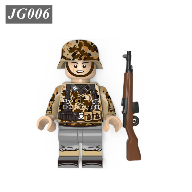 WW2 Military Germany Soldier Minifigs Building Blocks Army Weapons Gun Helmet Camouflage Parts Mini Accessories Bricks Toys