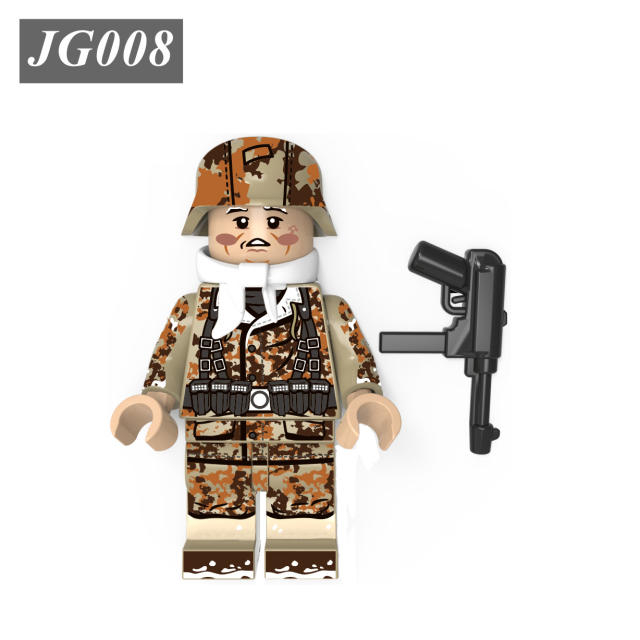 WW2 Military Germany Soldier Troops Minifigs Building Blocks Army Weapons Gun Helmet Camouflage Parts Mini Accessories Bricks Toys