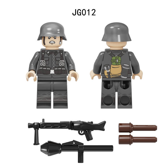 WW2 Germany Military Soldier Minifigs Building Blocks Weapons Helmet Gun Army Officer Parts Mini Accessories Bricks Toys