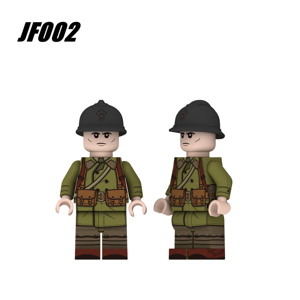 WW2 France Military Army Minifigs Building Soldiers Blocks Weapons Gun Helmet Parts Mini Accessories Bricks Toys