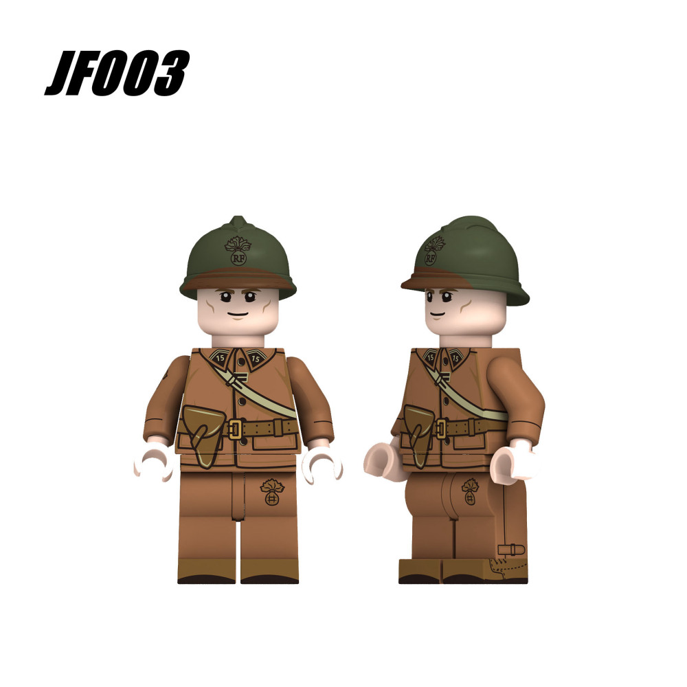 WW2 France Military Army Minifigs Building Soldiers Blocks Weapons Gun Helmet Parts Mini Accessories Bricks Toys