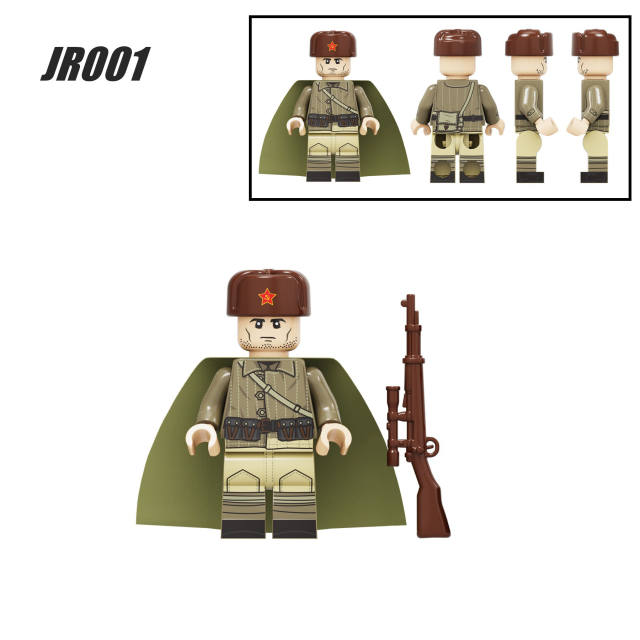 WW2 Soviet Military Soldier Minifigs Building Blocks Army Weapons Gun Helmet Parts Mini Accessories Bricks Toys