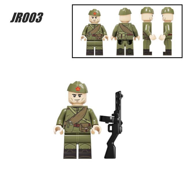 WW2 Soviet Military Soldier Minifigs Building Blocks Army Weapons Gun Helmet Parts Mini Accessories Bricks Toys
