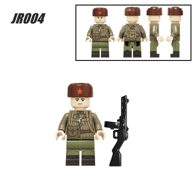 WW2 Soviet Military Soldier Minifigs Building Blocks Army Weapons Gun Helmet Parts Mini Accessories Bricks Toys