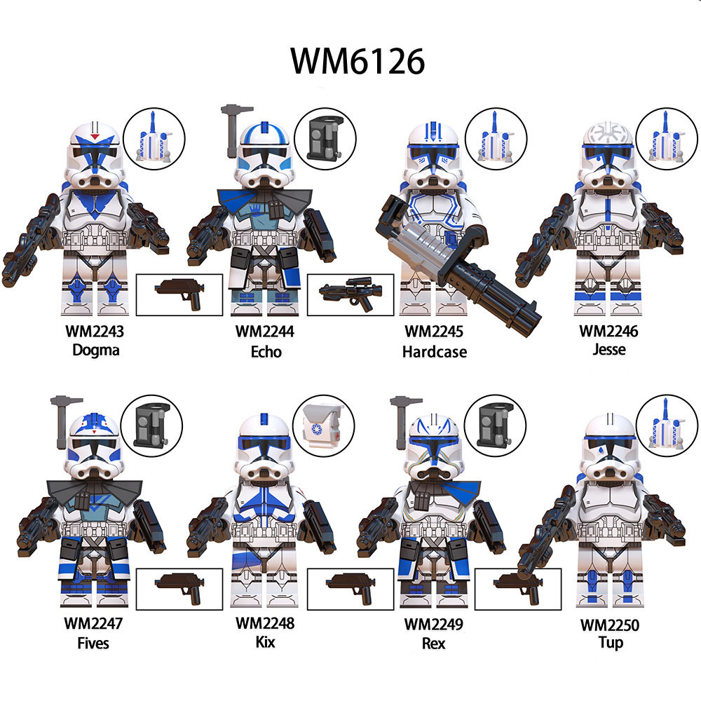 WM6126 Star Wars Minifigs Building Blocks Clone Trooper Commando Rex Dogma Fives Action Figures Toys Gifts For Children