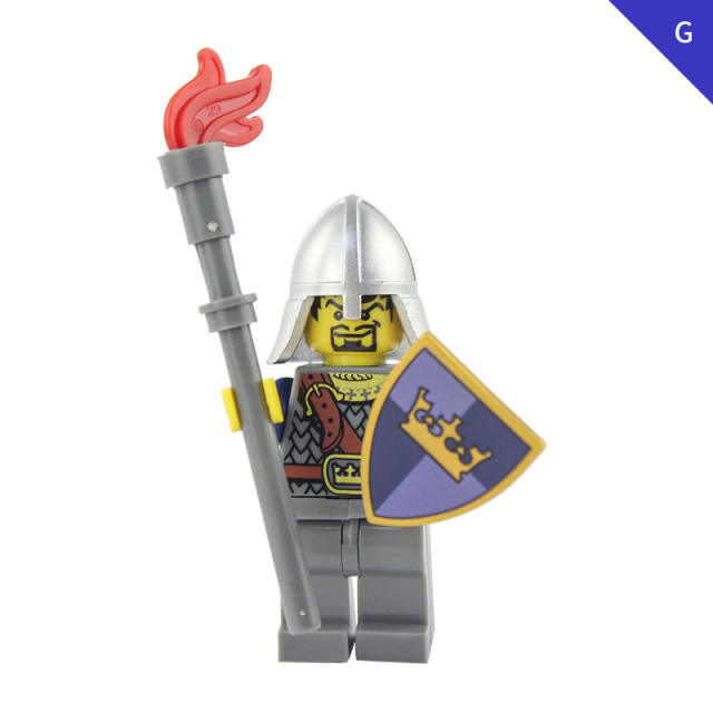 AX9803 Medieval Crown Knight Minifigs Building Blocks Soldier Warrior Archer Military Weapons Shield Bricks Toys Gifts For Children