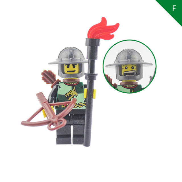 AX9806 Medieval Dragon Knight Minifigs Building Blocks Castle Warrior Archer Military Weapons Shield Bricks Toys For Children