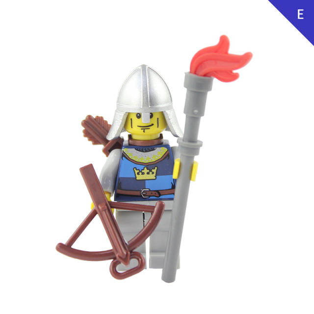 AX9803 Medieval Crown Knight Minifigs Building Blocks Soldier Warrior Archer Military Weapons Shield Bricks Toys Gifts For Children