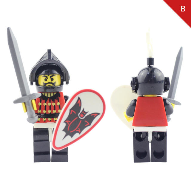AX9805 Medieval Batrider Knight Minifigs Building Blocks Castle Warrior Archer Military Weapons Shield Bricks Toys For Children