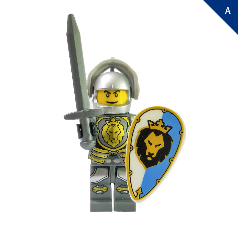 AX9801 Medieval Blue Lion Knight Minifigs Building Blocks Warrior ...