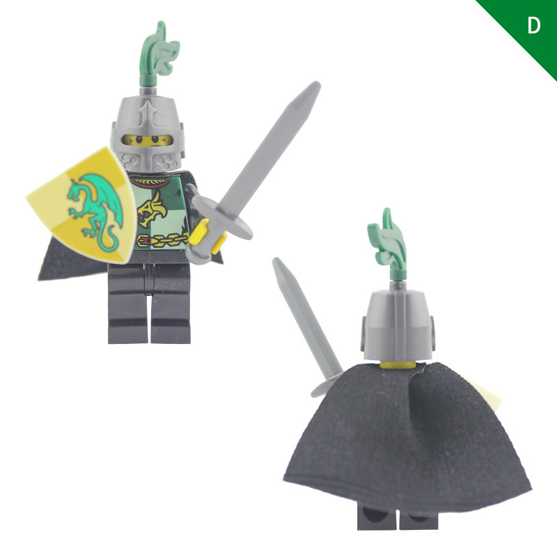 AX9806 Medieval Dragon Knight Minifigs Building Blocks Castle Warrior Archer Military Weapons Shield Bricks Toys For Children