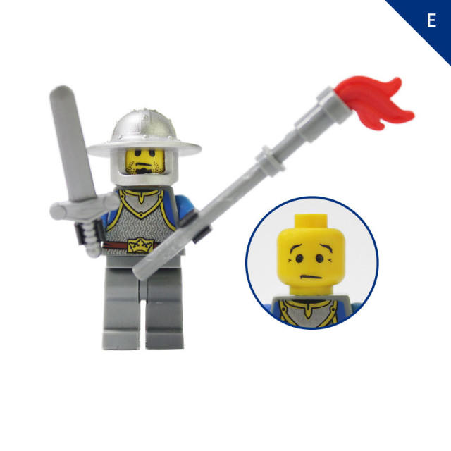 AX9801 Medieval Blue Lion Knight Minifigs Building Blocks Warrior Archer Military Weapons Bricks Toys Gifts For Children