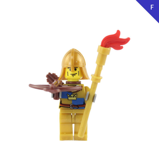 AX9802 Medieval Golden Knight Minifigs Building Blocks Warrior Archer Military Weapons Shield Bricks Toys Gifts For Children