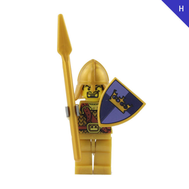 AX9802 Medieval Golden Knight Minifigs Building Blocks Warrior Archer Military Weapons Shield Bricks Toys Gifts For Children