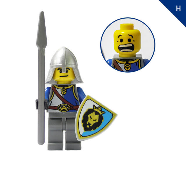 AX9801 Medieval Blue Lion Knight Minifigs Building Blocks Warrior Archer Military Weapons Bricks Toys Gifts For Children