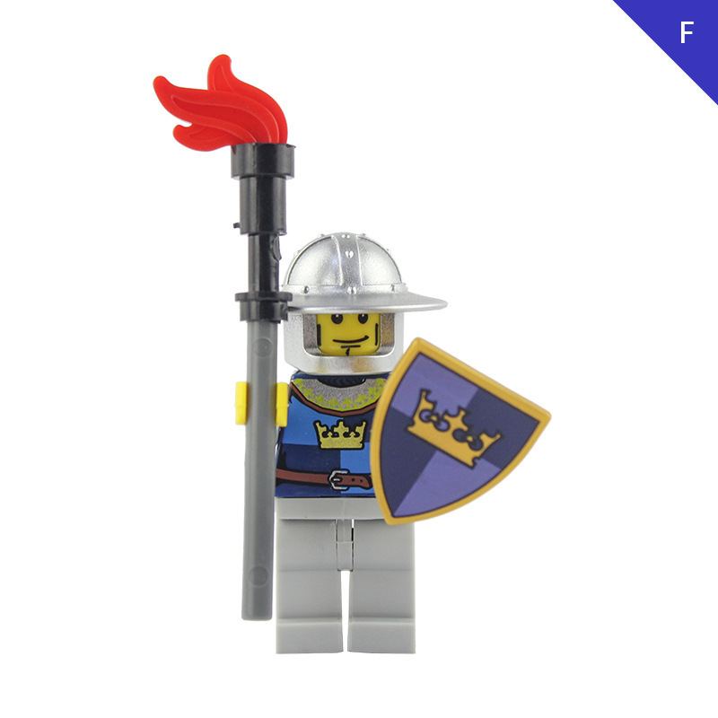 AX9803 Medieval Crown Knight Minifigs Building Blocks Soldier Warrior Archer Military Weapons Shield Bricks Toys Gifts For Children