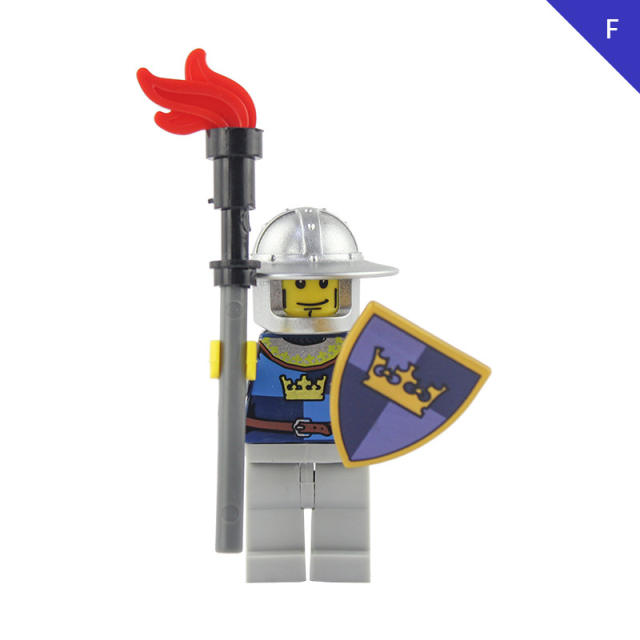 AX9803 Medieval Crown Knight Minifigs Building Blocks Soldier Warrior Archer Military Weapons Shield Bricks Toys Gifts For Children