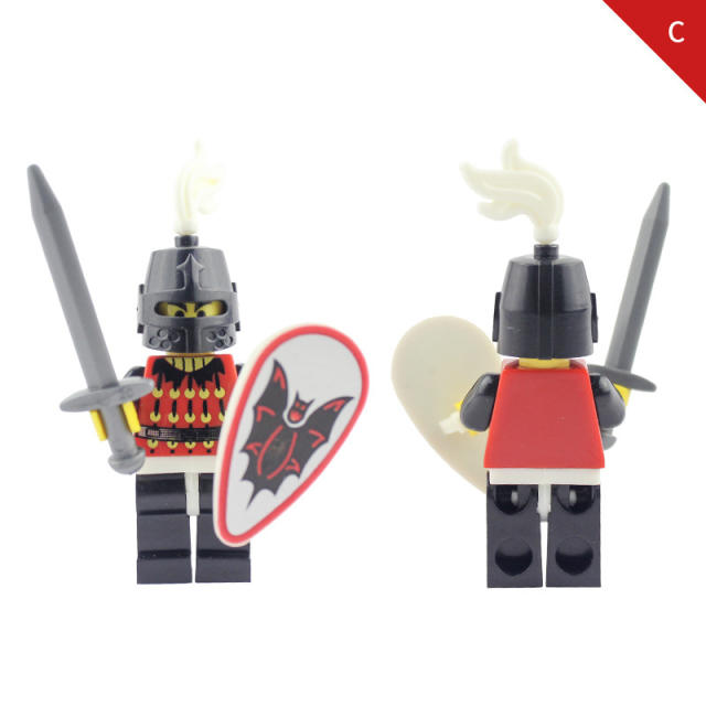 AX9805 Medieval Batrider Knight Minifigs Building Blocks Castle Warrior Archer Military Weapons Shield Bricks Toys For Children