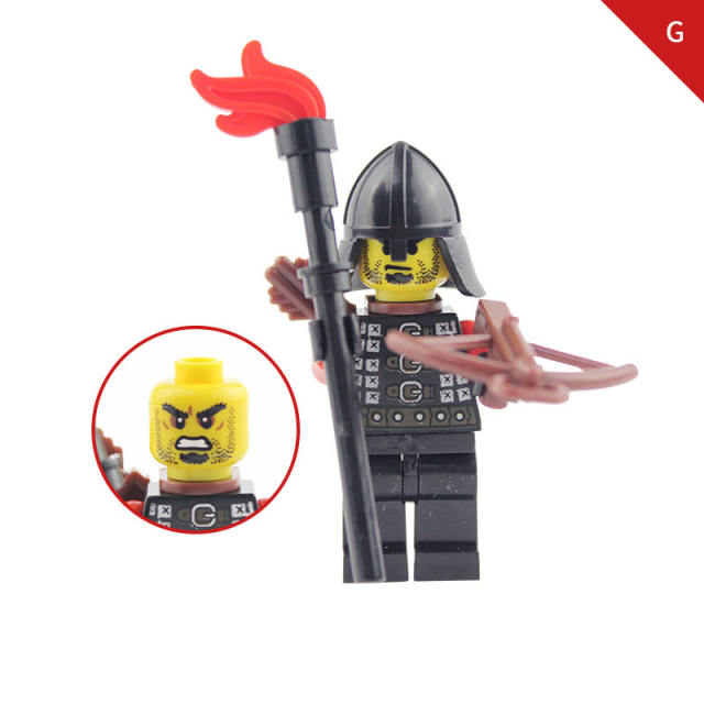 AX9804 Medieval Red Dragon Knight Minifigs Building Blocks Soldier Warrior Archer Military Weapons Shield Bricks Toys Gifts For Children