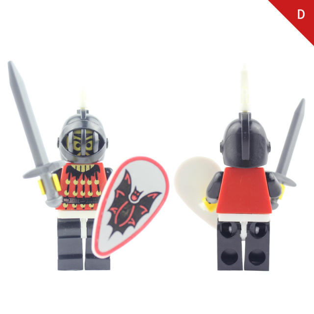 AX9805 Medieval Batrider Knight Minifigs Building Blocks Castle Warrior Archer Military Weapons Shield Bricks Toys For Children