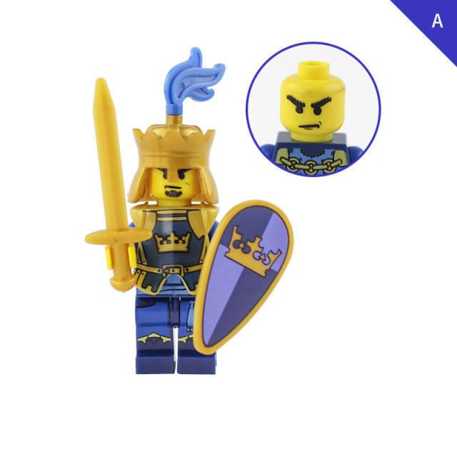 AX9803 Medieval Crown Knight Minifigs Building Blocks Soldier Warrior Archer Military Weapons Shield Bricks Toys Gifts For Children