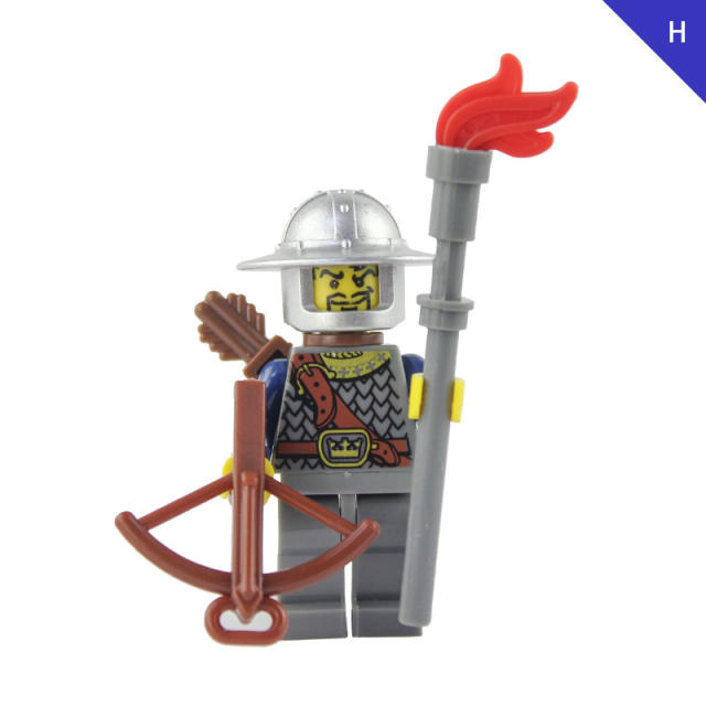 AX9803 Medieval Crown Knight Minifigs Building Blocks Soldier Warrior Archer Military Weapons Shield Bricks Toys Gifts For Children