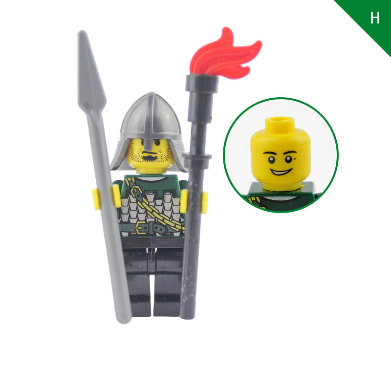 AX9806 Medieval Dragon Knight Minifigs Building Blocks Castle Warrior Archer Military Weapons Shield Bricks Toys For Children