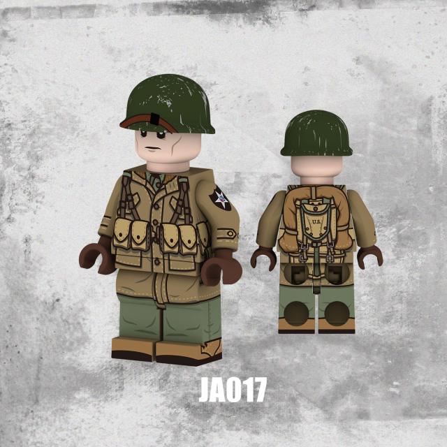 WW2 US Military Soldier Minifigs Building Blocks Army Weapons Gun Helmet Parts Mini Accessories Bricks Toys