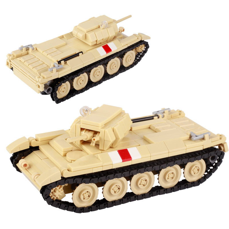 WW2 Military Weapon British Crusader Cruiser Tanks Building Blocks Army Armor Vehicles Car Soldiers Minifigs Model Bricks Toys