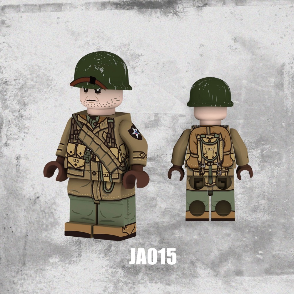 WW2 US Military Soldier Minifigs Building Blocks Army Weapons Gun Helmet Parts Mini Accessories Bricks Toys