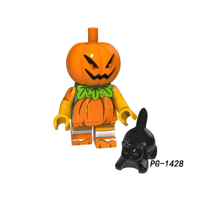 PG8171 Halloween Pumpkin Minifigs Building Blocks Witch Vampire Clown Party Roleplay Models Toys Gifts For Children