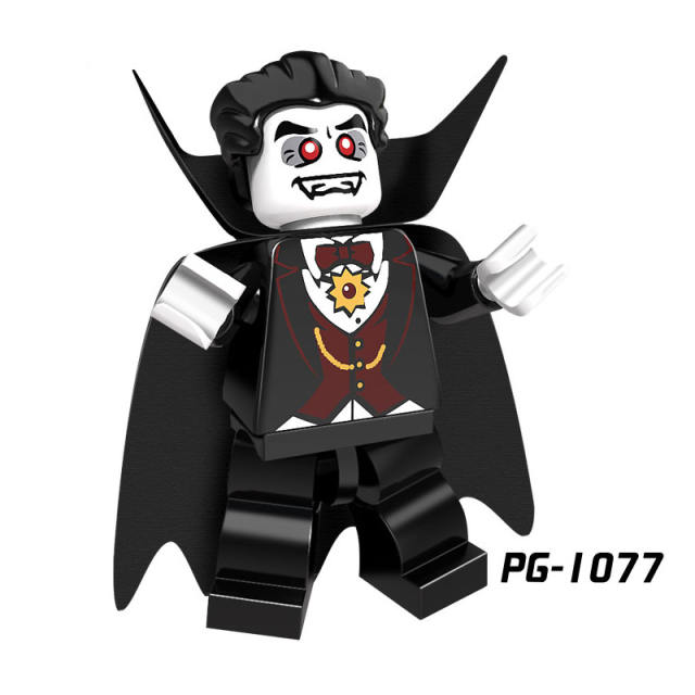 PG8080 Halloween Pumpkin Minifigs Building Blocks Witch Werewolf Zombie Skeleton Clown Roleplay Models Toys Gifts For Children