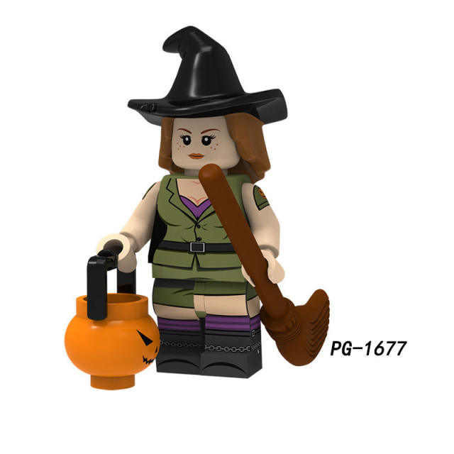 PG8181 Halloween Pumpkin Minifigs Building Blocks Wild Jeff Zombie Vampire Clown Roleplay Models Toys Gifts For Children