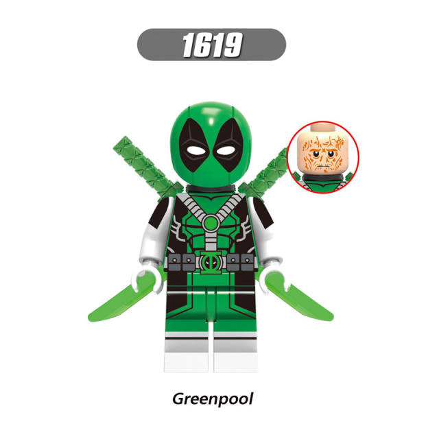 X0302 Marvel Super Heroes Minifigs Building Blocks Tron Deadpool Gwenpool Greenpool Models Toys Gifts For Children