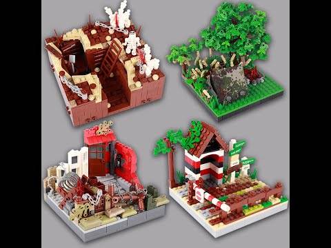 WW2 MilitaryTrench Building Blocks War Scene Ruins Soldiers Minifigs Weapons Street View Model Bricks Toys