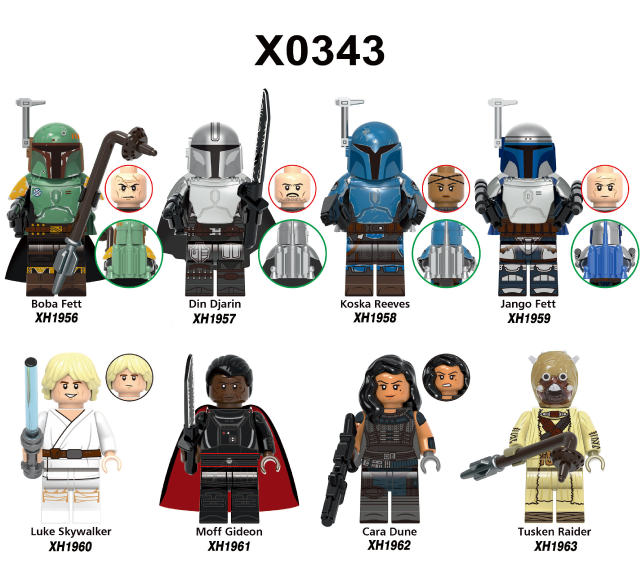 X0343 Star Wars Series Minifigs Building Blocks Boba Jango Fett Din Djarin Figures Accessories Models Toys Gifts For Children