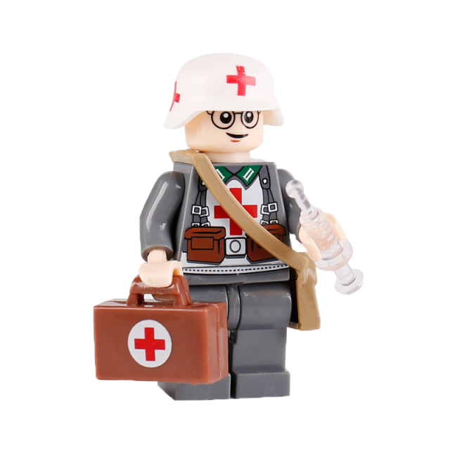 Germany WW2 Military Medic Soldier Minifigs Building Blocks Army Weapon Gun Helmet Parts Medical bag Mini Accessories Brick Toys