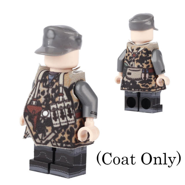 WW1 France Soviet Military Weapon Coat Soldiers Minifigs Building Blocks Army Officer Camouflage Raincoat Brick Model Toys Gifts