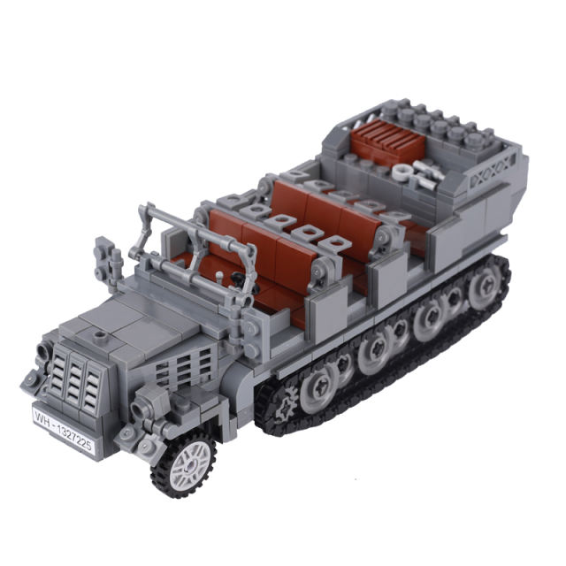 WW2 Military Germany SDKFZ.7 Armored Transport Vehicles Building Blocks Soldiers Minifigs Army Weapons Tanks Models Bricks Toys Children