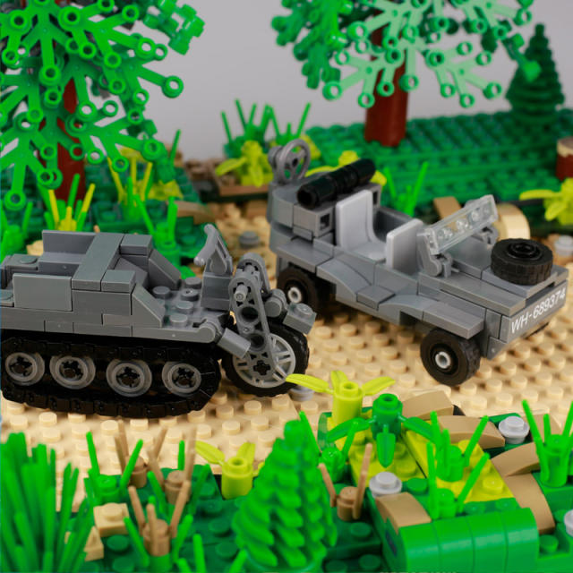 WW2 Germany VW116 Amphibious Vehicle Building Blocks Military Weapon Schwimwagen Car Soldier Minifigs Model Army Bricks Toys Gift