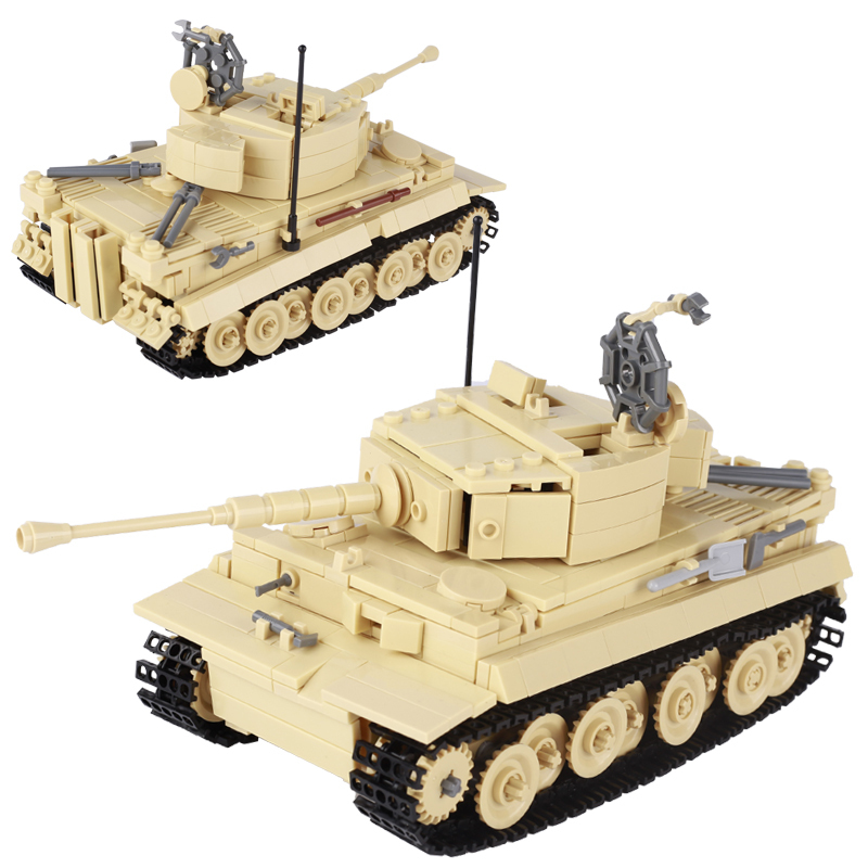 WW2 Military Germany North African Tiger Tank Building Blocks Armor Vehicles Soldiers Minifigs Army Weapons Bricks Toys For Kids