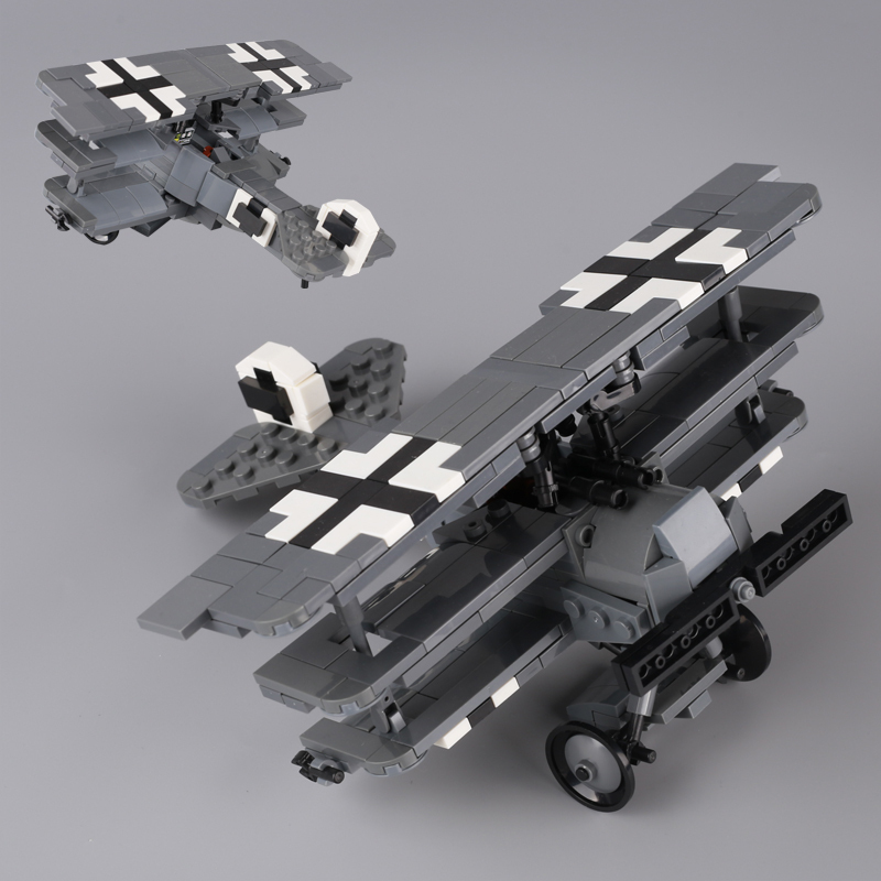 Fokker Dr-I WW1 Germany Military Weapons Fighter Building Blocks Aircraft Helicopter Army Soldier Minifigures Models Toys Gifts