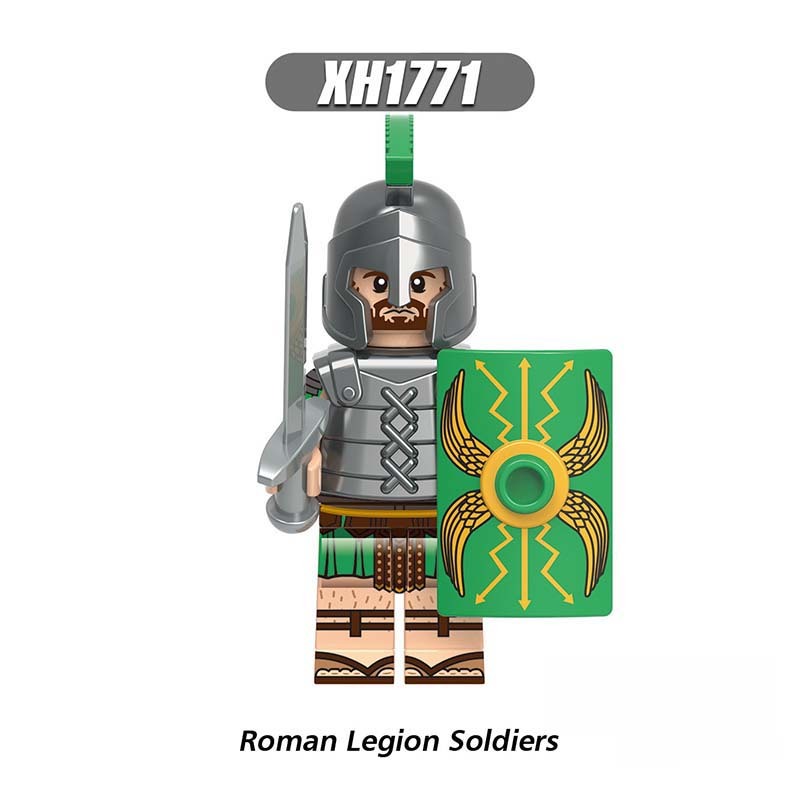 X0320 Medieval Soldiers Military Minifigs Building Blocks Roman Gladiator Action Weapon Helmet Shield Armored DIY Bricks Toys