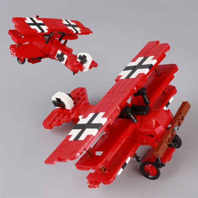 WW1 Germany Military Fokker Dr-I Fighter Building Blocks Aircraft Helicopter Army Soldier Minifigures Weapons Models Toys Gifts