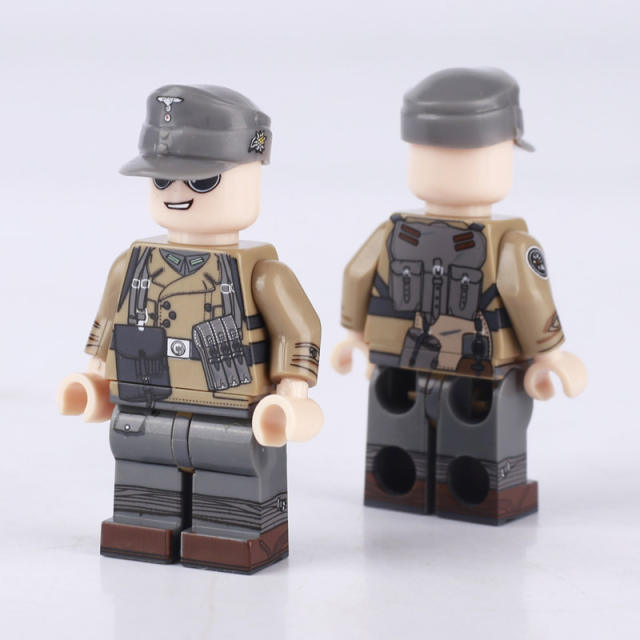 WW2 German Defense Force Minifigs Building Blocks First Mountain Infantry Division Army Weapon Soldier Figures Parts Bricks Toys