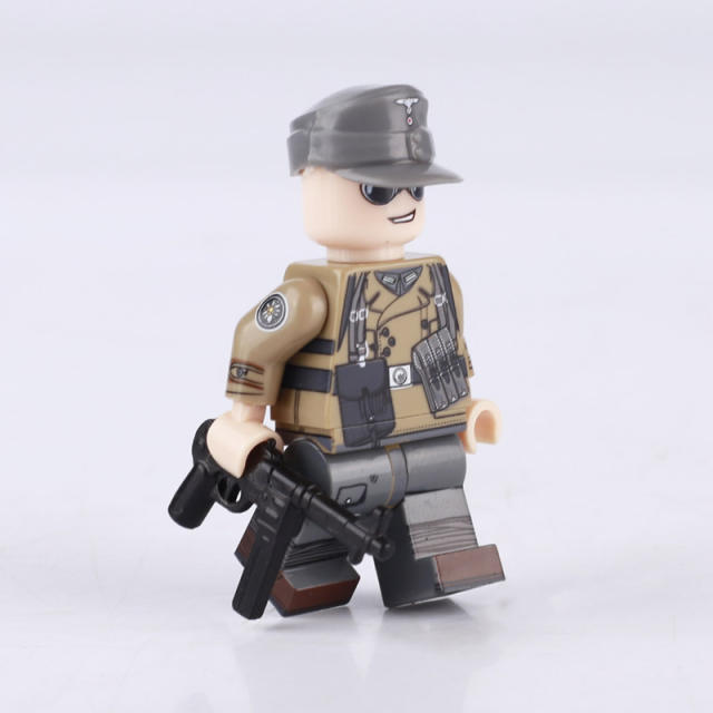 WW2 German Defense Force Minifigs Building Blocks First Mountain Infantry Division Army Weapon Soldier Figures Parts Bricks Toys