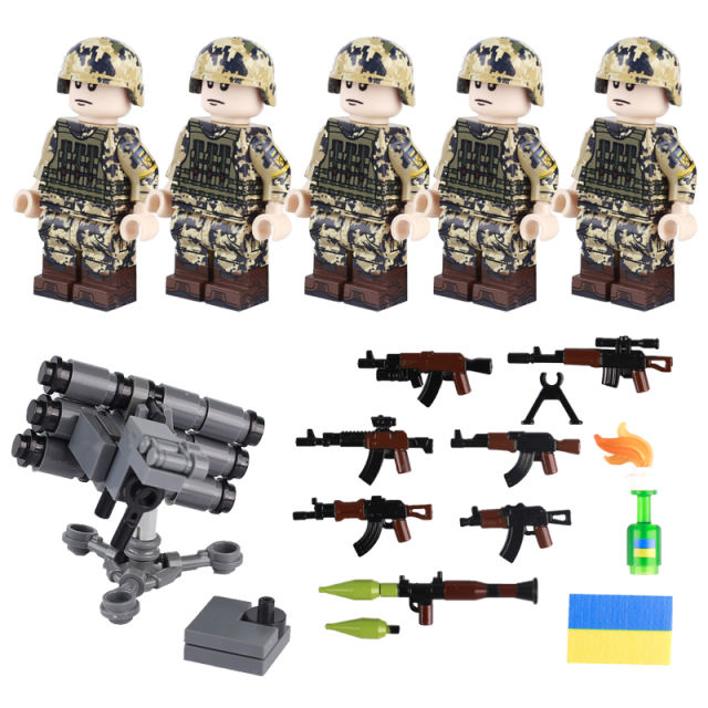Military Ukraine Minifigs Building Blocks WW2 Army Soldiers Weapons Guns Cannons Armorer Accessories Bricks Toys Gifts Children