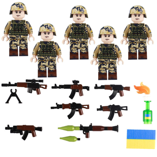 Military Ukraine Minifigs Building Blocks WW2 Army Soldiers Weapons Guns Cannons Armorer Accessories Bricks Toys Gifts Children