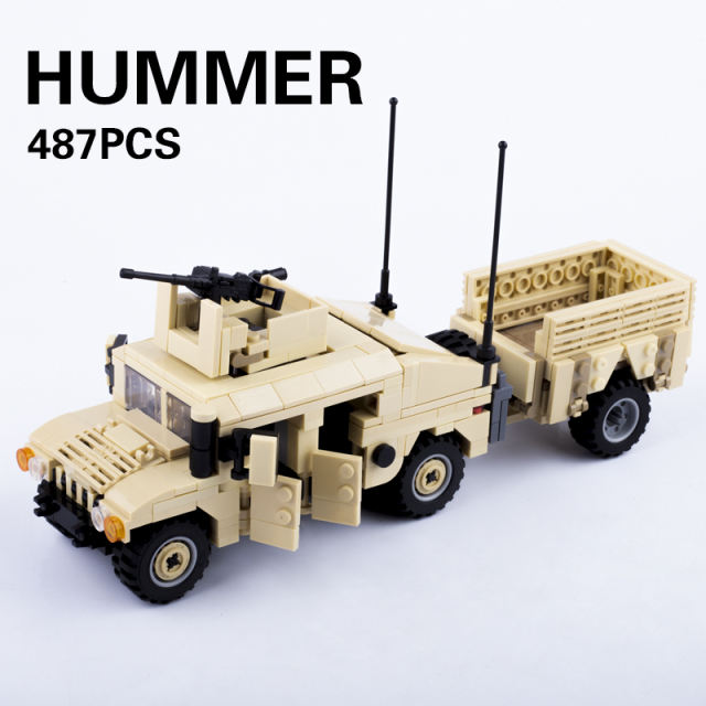 MOC Military Hummer Cars Building Blocks US Army Special Forces Minifigure Soldier Vehicles Model Bricks Toys For Children Gift